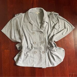 Gray Double-Breasted Short Sleeve Jacket